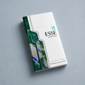 ESSE Menthol Mechanical Green Super Slim packaging photographed for a structured product specification record page
