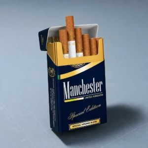 Manchester Blue Special Edition packaging photographed for a structured product specification record page