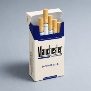 Manchester Sapphire Blue packaging photographed for a structured product specification record page